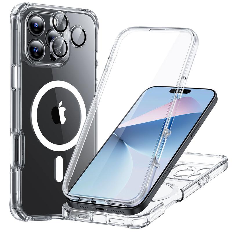 ESR Magnetic Phone Case for iPhone 16/15/14/13, Shockproof Full Body Case with Magnetic Design & Shock Armor Kickstand Accessory Protector