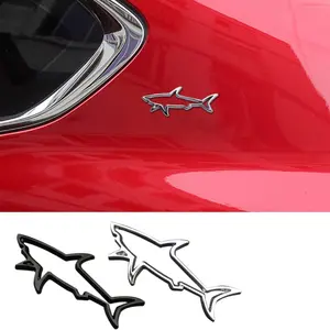 Car metal car sticker 3d three-dimensional sticker creative personality metal shark sticker rear tail sticker side sticker