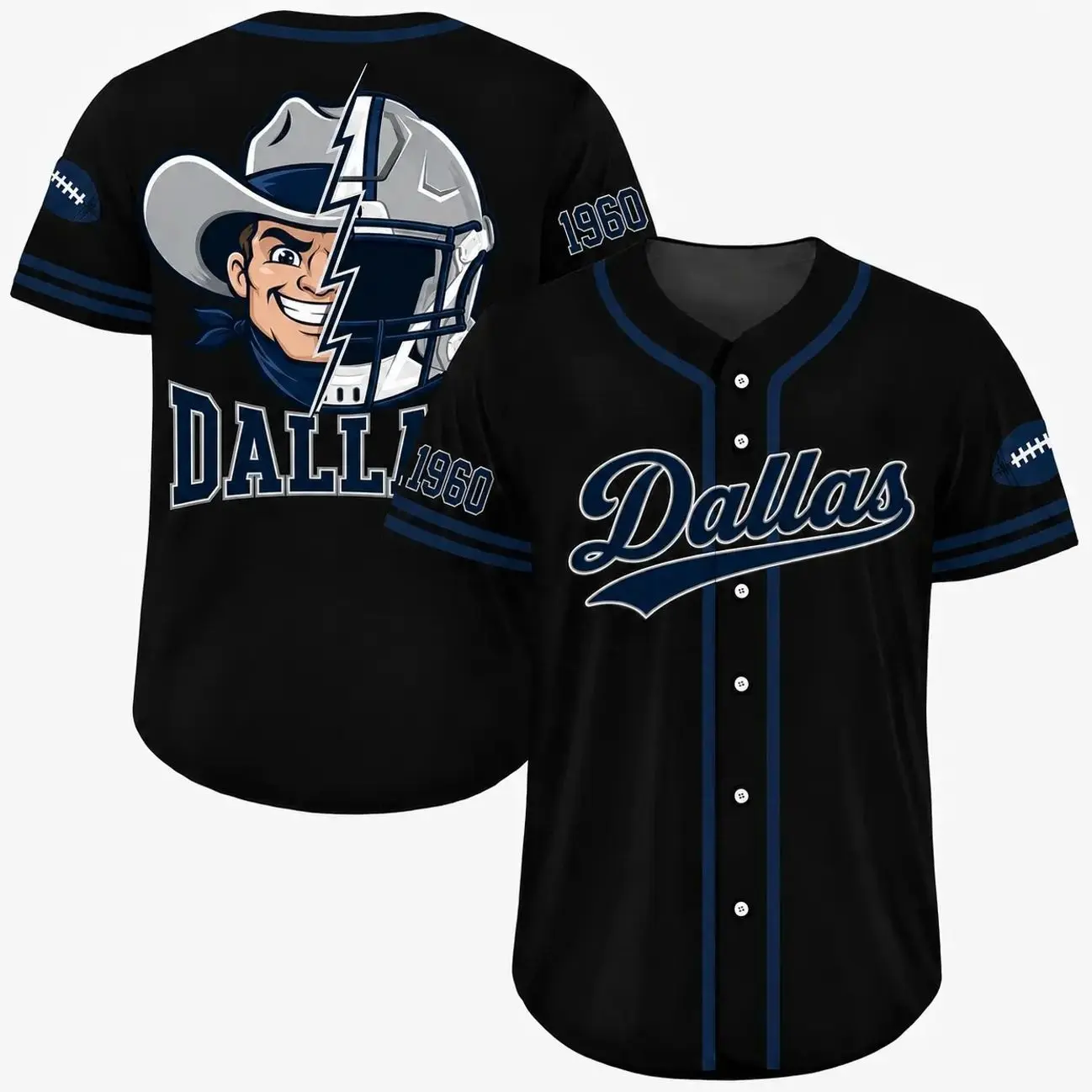 Athletic Baseball Jersey, Football Inspired Button Up Shirt for Men & Women, Lightweight Casual Sportswear, Multi Color