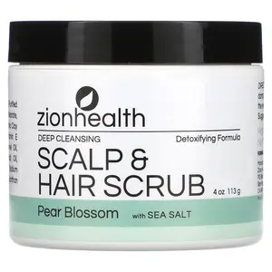 Zion Health Deep Cleansing Scalp & Hair Scrub, Pear Blossom with Sea Salt, 4 oz (113 g)