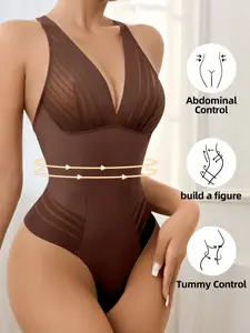 Women's Seamless Smooth Mesh Patchwork Body Shaper Shapewear Jumpsuit, No Underwire Padding, Comfortable, Stylish and Elegance, Perfect for Daily and Everyday Wear