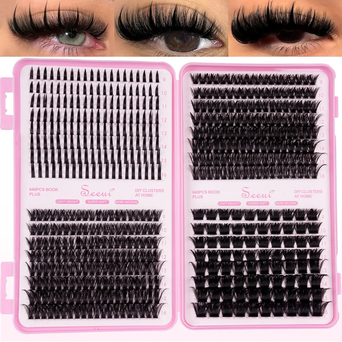 4 Styles DIY Eyelash Clusters, Makeup, Volume Cluster Lashes, Volume False Eyelashes, Spikes/30D/40D, Baddie Look, Volume Lash Book, Mixed-Length Individual False Eyelash, 9-16mm, Soft & Lightweight Lash Clusters, DIY Salon Look at Home