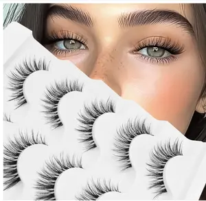 Veleasha Lashes Spiky False Eyelashes 100% Handmade Eyelashes Fluffy Fake Lashes Volume Fake Eyelashes Dramatic Look 5 Pairs Pack (3D07)