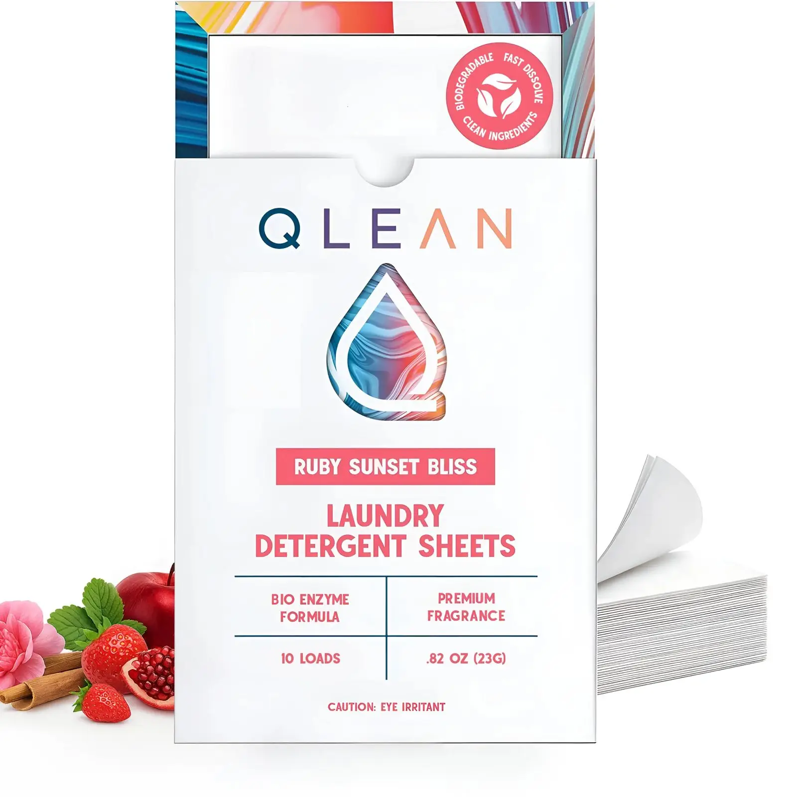 Qlean Laundry Detergent Sheets – Plastic-Free Packaging, Travel-Friendly, HE & Standard Washer Safe, Liquidless Laundry Soaps, Quick-Dissolving Formul