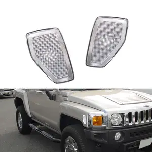 2pcs For 2005/2006-2010 Hummer H3/2009 2010 H3T Clear Front Side Marker lamps Lights Housing,Replace OEM 15873639 / 15873638