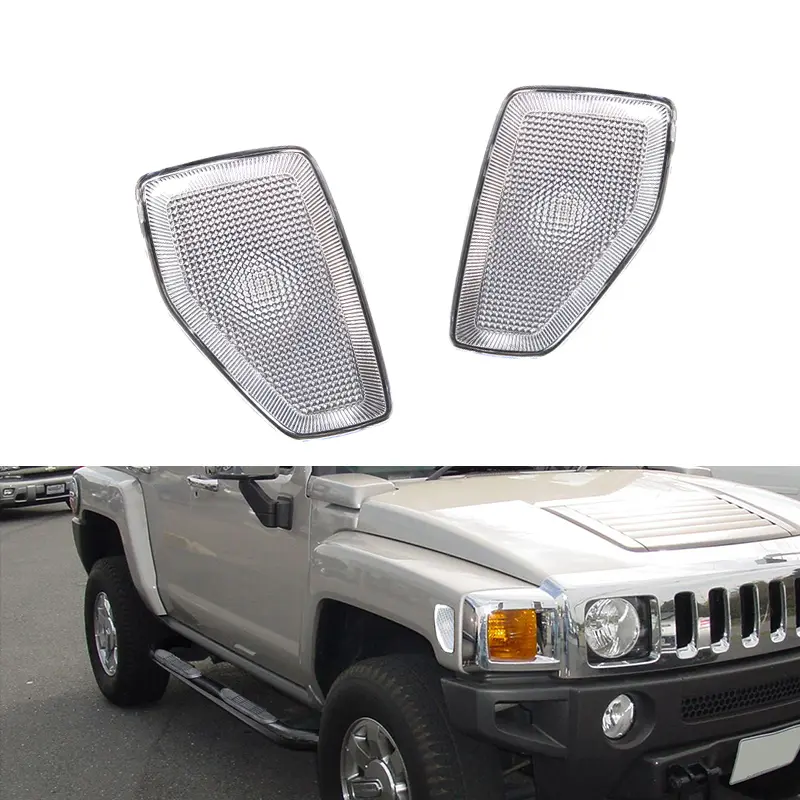 2pcs For 2005/2006-2010 Hummer H3/2009 2010 H3T Clear Front Side Marker lamps Lights Housing,Replace OEM 15873639 / 15873638
