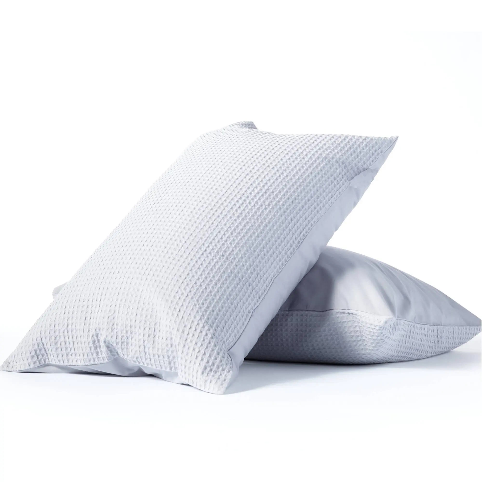 Gray 100% Cotton Waffle Pair of Standard Pillowcases