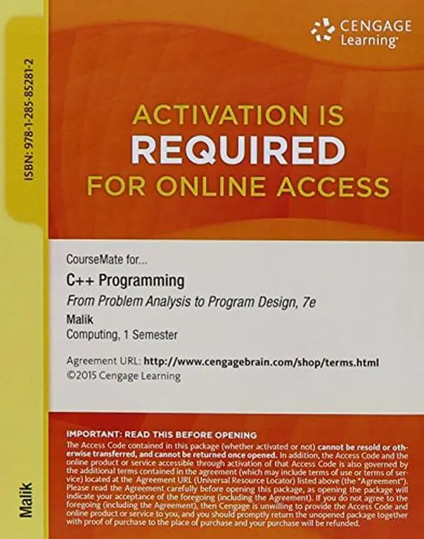 USED Book - C++ Programming: From Problem Analysis to Program Design by D. S. Malik (Paperback) - english