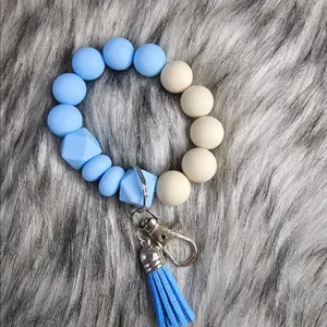 Silicone Beaded Blue Wristlet