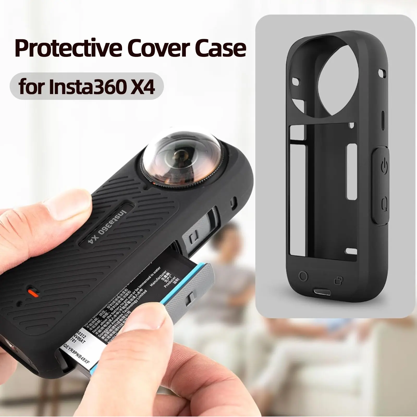 for Insta360 X4 Silicone Protective Cover Case, Action Camera Protection, Photography Camera Accessories, for Outdoor Sports and Holiday Travel, Campus Photography, Lightweight Design, Easy to Install and Remove