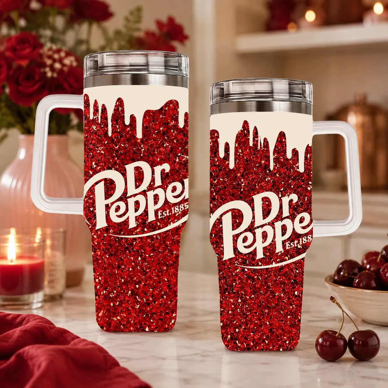 Exclusive Dr Pep.per Christmas  20oz-40oz Tumbler with Handle, Double Wall Insulated, With Handle & Straw, Eco-Friendly, Insulated Tumblers Travel Coffee Mug, Gift for your Health