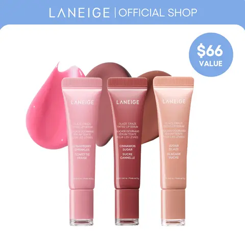 Laneige Glaze Craze Trio, Tinted Lip Serum Bundles, Lip Care, Moisturizing