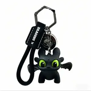DIYCOM How to Train Your Dragon Night Fury Dragon Keychain Glow in the Dark Mini Dragon Pendant with Moving Wings Trendy Bag Charm Car Ornament Keychain Gift Christmas Gift Birthday Peripheral