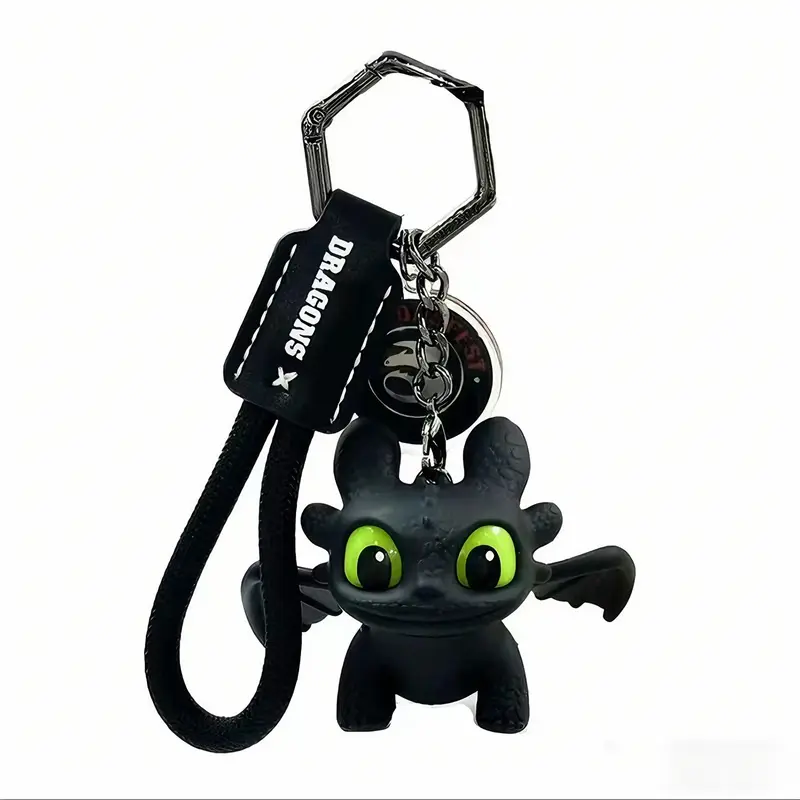 DIYCOM How to Train Your Dragon Night Fury Dragon Keychain Glow in the Dark Mini Dragon Pendant with Moving Wings Trendy Bag Charm Car Ornament Keychain Gift Christmas Gift Birthday Peripheral