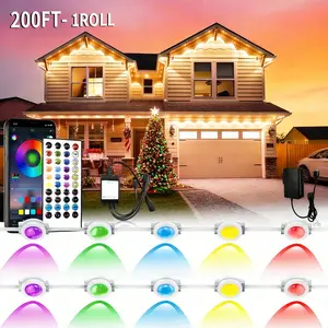 200 FT Permanent Outdoor RGB Lights, Smart App Control Eave Lights with Music Sync, 16 Million Colors, Waterproof LED String Lights for House, Patio, Christmas & Party Decor