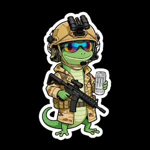 Tactical Lizard with a Monster (two decals 3") Stickers