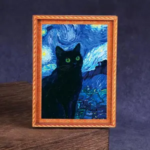 1pc/2pcs Cute World Famous Paintings Cat Refrigerator Magnet, Creative Decorative Refrigerator Magnet, Fashion Cat Magnets For Fridge, Cute Cat Fridge Magnet, Flower Cat Magnets For Fridge, Refrigerator Decorating Magnet