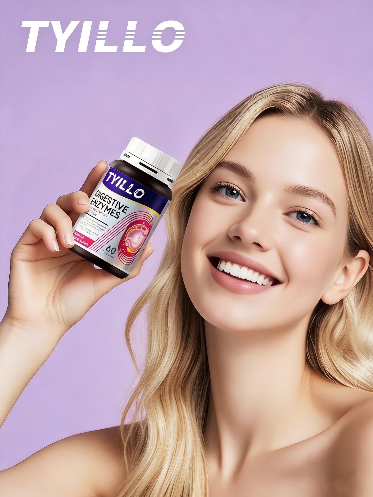 TYILLO Digestive Enzymes with Prebiotics & Probiotics 60 Capsules – Digestion Support & Flatulence Relief for Better Gut Health TYILLO Digestive Enzymes with Prebiotics & Probiotics 60 Capsules – Digestion Support & Flatulence Relief for Better Gut Health