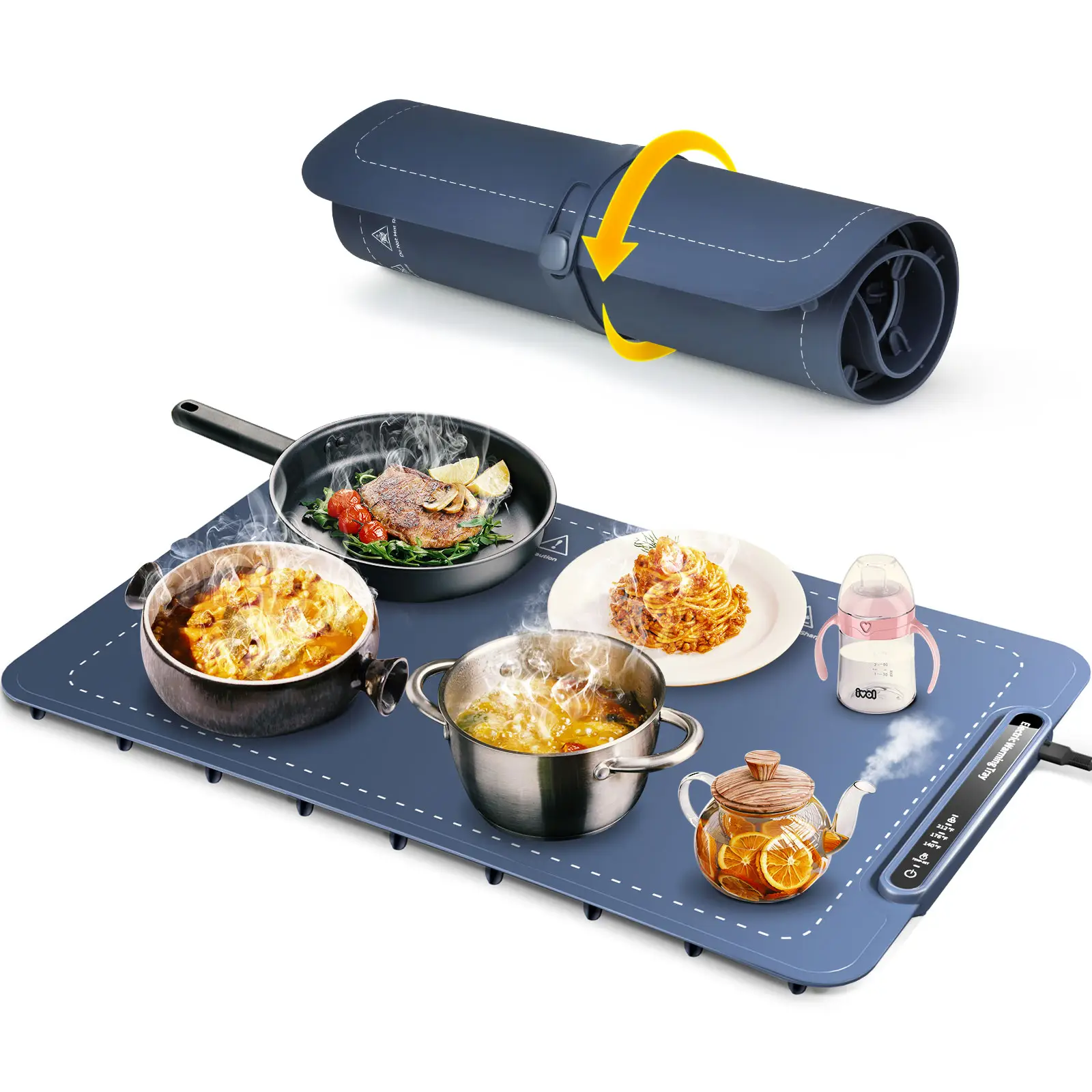 Electric Food Warming Tray with 10s Heating, 3 Temp Settings & 3h Auto Shut-Off for Parties & Kitchen Portable Utensils Kitchen Multifunctional Cooker