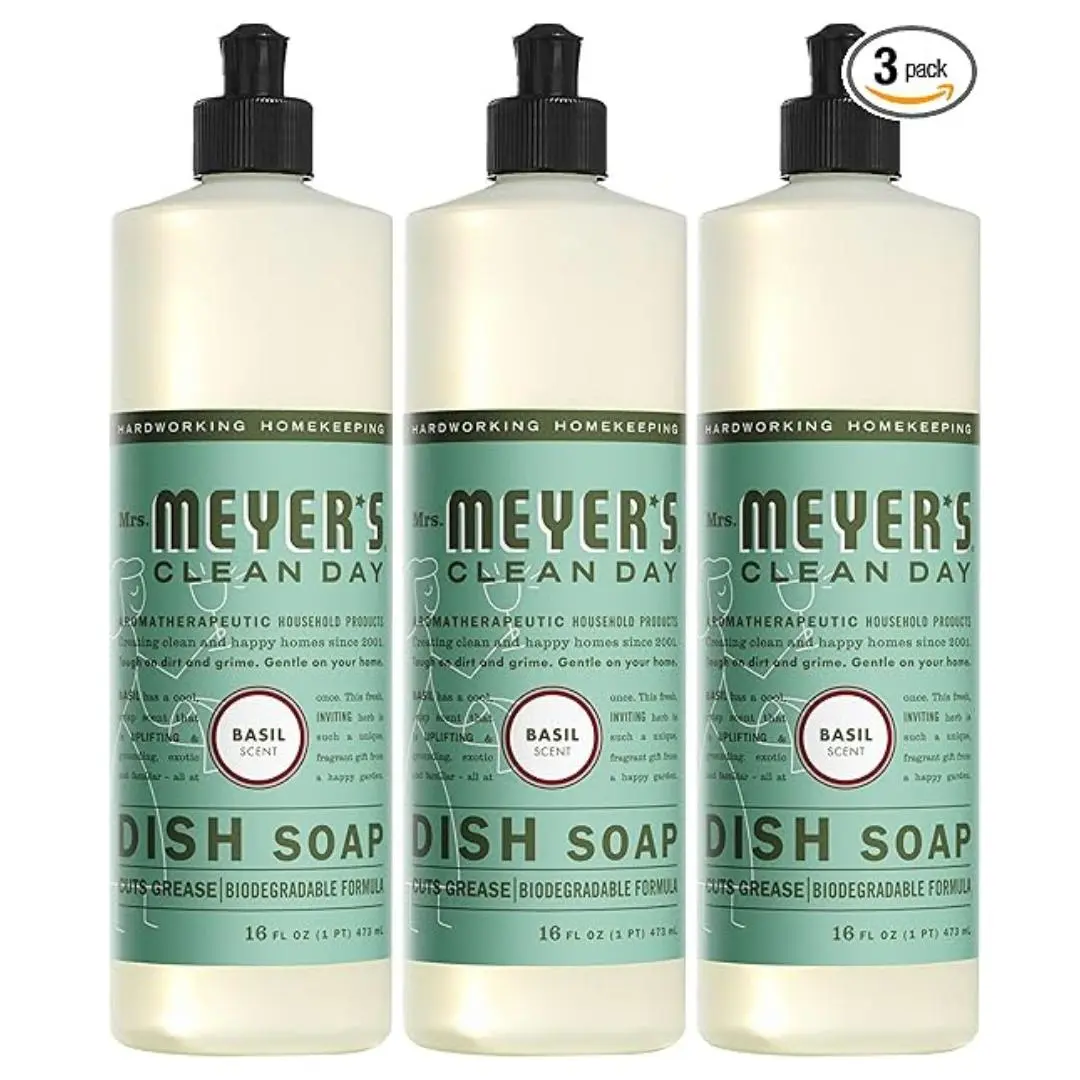 Liquid Dish Soap, Biodegradable Formula, Basil, 16 fl. oz - Pack of 3