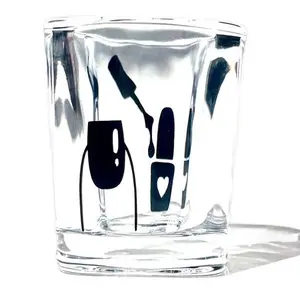 Nail Tech Appreciation 2 Ounce Shot Glass Clear Glassware with Two Sided Nail Art Design Perfect for Professional Use
