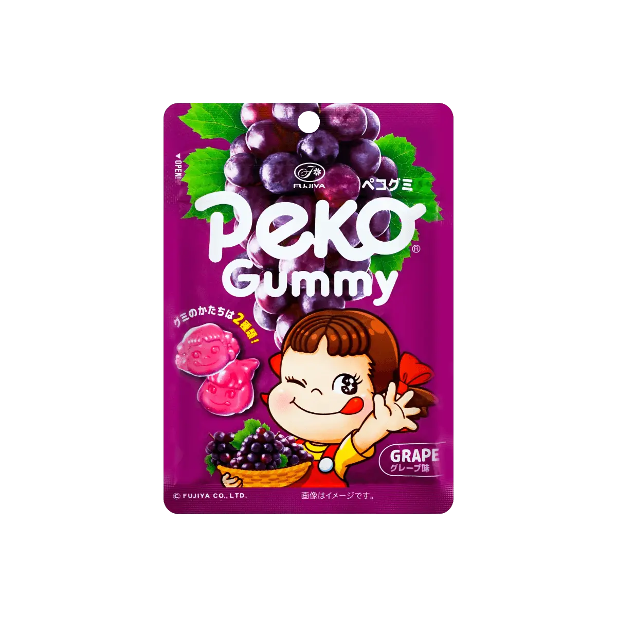 FUJIYA Peko Grape Gummy Candy 50g - Real Fruit Juice Chewy Snacks