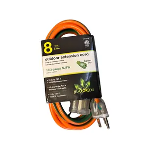 8-ft 16/3 Orange Outdoor Light Duty Lighted Extension Cord
