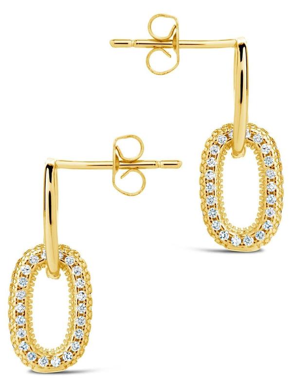 Reina CZ Chain Link Drop Stud Earrings