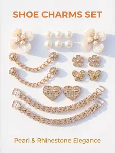 Alone Luna 18/20pcs Bling Shoe Charms, Crystal Rhinestone Decor, Cute Party Birthday Accessory, Beach Travel Footwear Decoration