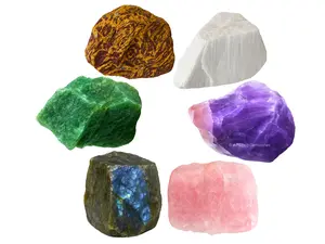 Raw Natural Gemstone Crystal & Mineral Set, 6-Piece Semi-Finished Jewelry Accessory Supplies