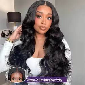 Wear And Go 32 34 Inch Body Wave 6x4 5x5 Glueless Wig Human Hair Transparent Lace Closure Wigs For Black Women Bling Hair Sale