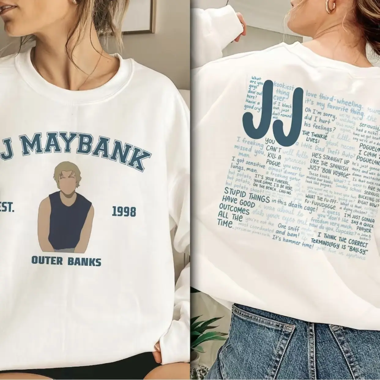 [2 SIDED] 0uter Banks JJ Lines Without Stickers T-Shirt Sweatshirt Hoodie, OBX P4L Shirt, Pogues Shirt