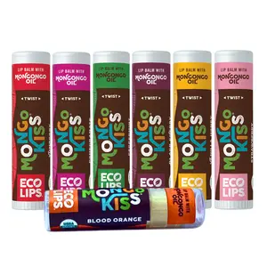 ECO LIPS, INC. Mongo Kiss® Organic Lip Balm 7 Pack Variety with Mongongo Oil & Fair Trade Cocoa Butter for Nourishing Moisturizing Lips Featuring Blood Orange, Black Cherry, Peppermint, Pomegranate, Strawberry Lavender, Vanilla Honey, and Yumberry Flavors