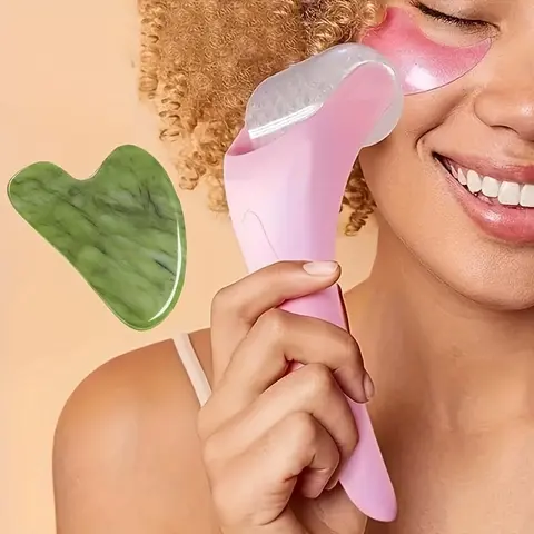 Heart-Shaped Facial Massage Ice Roller Set, Handheld Face Massager, Beauty Gift, Holiday Gift, Two-Piece Set, Facial Care Tools, Ca Prop 65 Compliant
