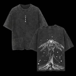 Retro Heavy Limited 90s Demon Shinigami Mahoraga Jujutsu Kaisen Anime Vintage  Washed Tee Unisex Oversize Anime Manga Washed Heavyweight Cotton T-shirt, Gift For Anime Fan Unisex loose-fitting anime street style T-shirt，Anime merchandise