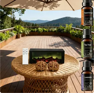 Ultrasonic Flame Humidifier with 7-Color LED & Remote Control, Big Capacity with Massage Hand Ball for Home, Office