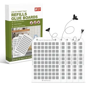 UVA Fly Insect Trap Refills Glue Cards for UVLA1001 Indoor, Catch Gnats, House & Fruit Flies - 5Pack, Single Sided Sticky
