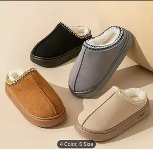 Cozy Plush Platform Slippers Faux Fur Thick Sole Warm House Shoes Non Slip Height Boost Indoor Outdoor Winter Slippers with Textured Anti-Slip Sole and Premium Fuzzy Cotton Blend