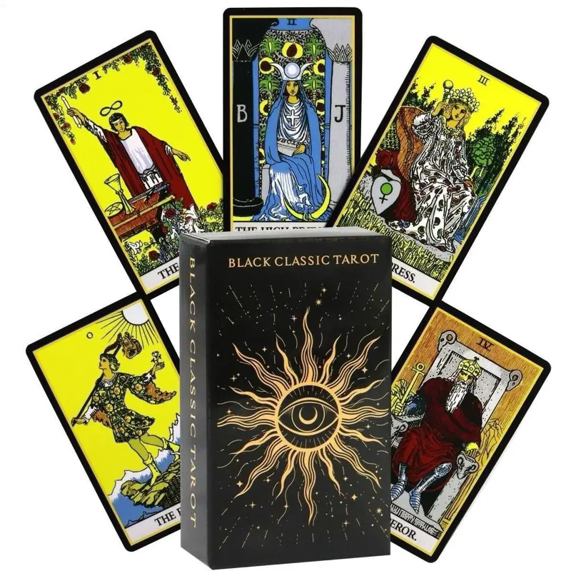 Black Classic Pocket Tarot Card Deck with Black Gilded Edges