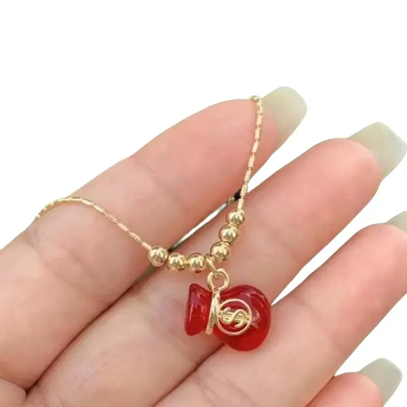 Gold Pendant Money Bag Necklace - 1-Piece Fashion Costume Jewelry Accessory for Casual Wear, Chain Necklace, Gold Pendant Necklace