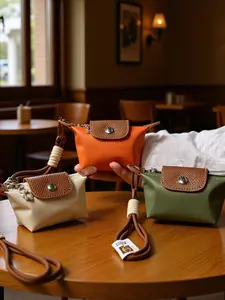 Mini Hanging Keychain Coin Purse, Zipper Coin Purse, Nylon Leather Small Dual Bag Wristband, Cute Women's Accessory for Keys Cards Headphones