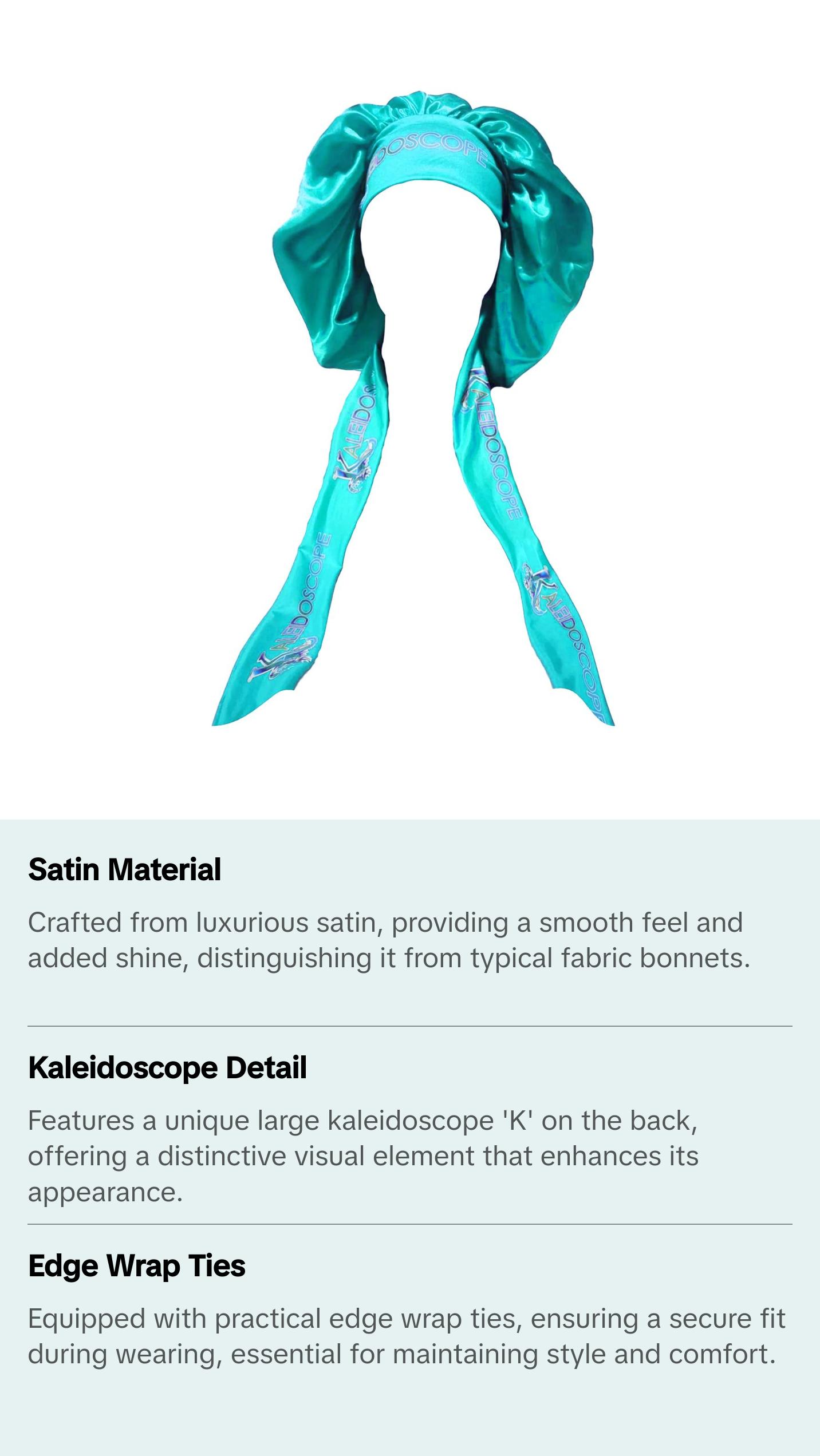 Teal Kaleidoscope Satin Bonnet