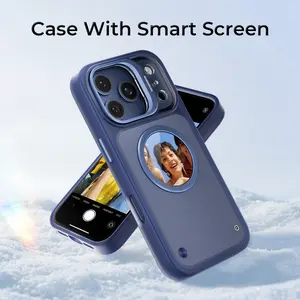 2026 New Smart Display Phone Case for iPhone 17 Series, Magnetic Full Wrap Shockproof Protective Case with Back Smart Screen, Selfie Real-Time Preview, Call & Message Reminder, Anti-Drop Anti-Scratch Durable Phone Cover for iPhone 17 Pro Max