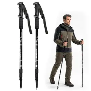Collapsible Trekking Poles Lightweight Aluminum Hiking Poles with Tungsten Tips Adjustable Telescoping Walking Sticks for Men Women Hiking Camping Backpacking Mountaineering Travel Outdoor Walking Support Anti Slip Grip Stability