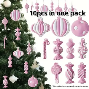 Festive Colorful Christmas Ornament Set, 10-12pcs Gingerbread Design, Easy-To-Hang Plastic Figures, Perfect for Holiday Decoration