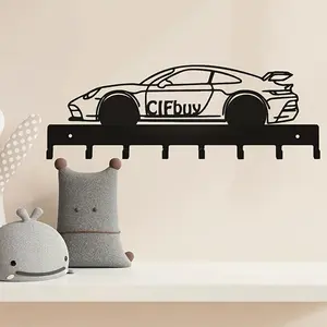 Enhance Your Home's Aesthetic with 1pc Metal Key Holder Wall Mount – Stylish Racing Car Art Design | Functional Storage and Unique Decoration for Your Space