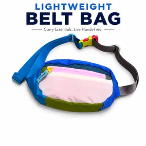 1.5L Small Nylon Crossbody Belt Bag, Lightweight Multi-Pocket Fanny Pack with Adjustable Strap, Casual Waist Bag for Travel, Workout, Outdoor & Everyday Carry