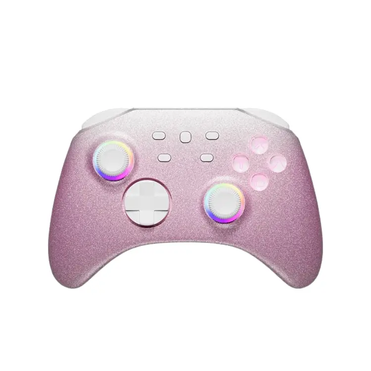 Pink RGB Wireless Gaming Controller with Hall Effect Joystick, Adjustable Triggers, Turbo & Macro Buttons for Switch/PC