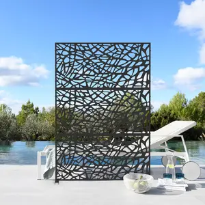 Domi Metal Privacy Screens and Panels with Free Standing, Freestanding Outdoor Indoor Privacy Screen, Decorative Privacy Screen for Balcony Patio Garden