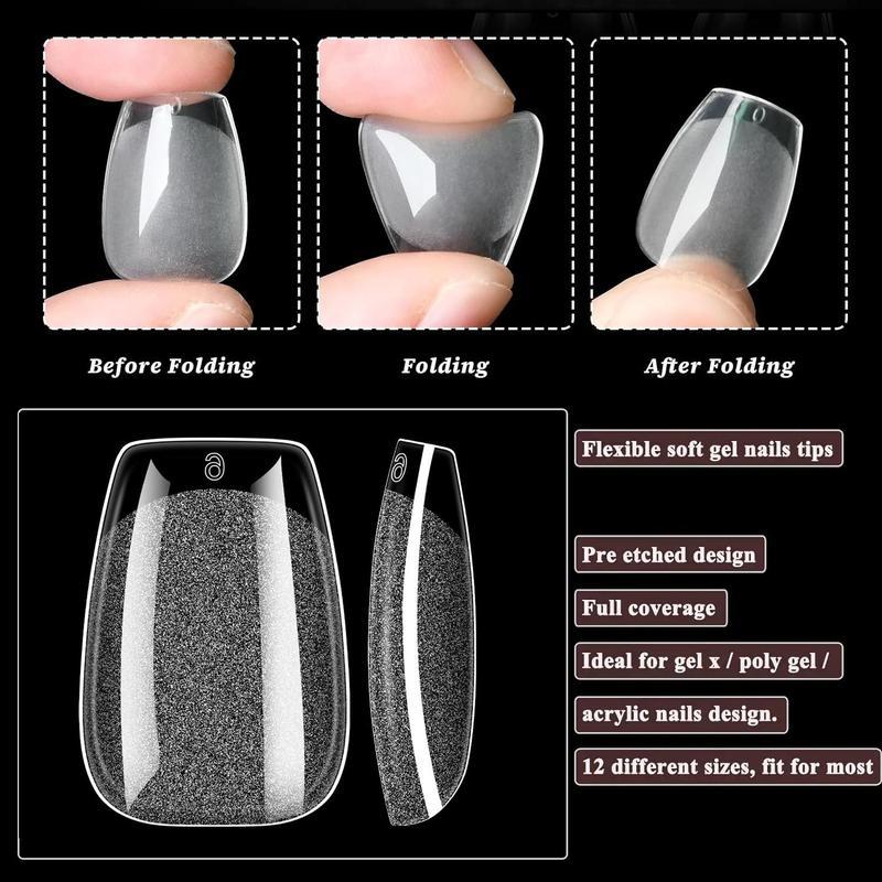 Short Nail Tips Extra Short Square Nail Tips, 120Pcs Fake Nails 12 Sizes Acrylic Clear Nails for Beginner and Professional DIY Gel Nails Salon